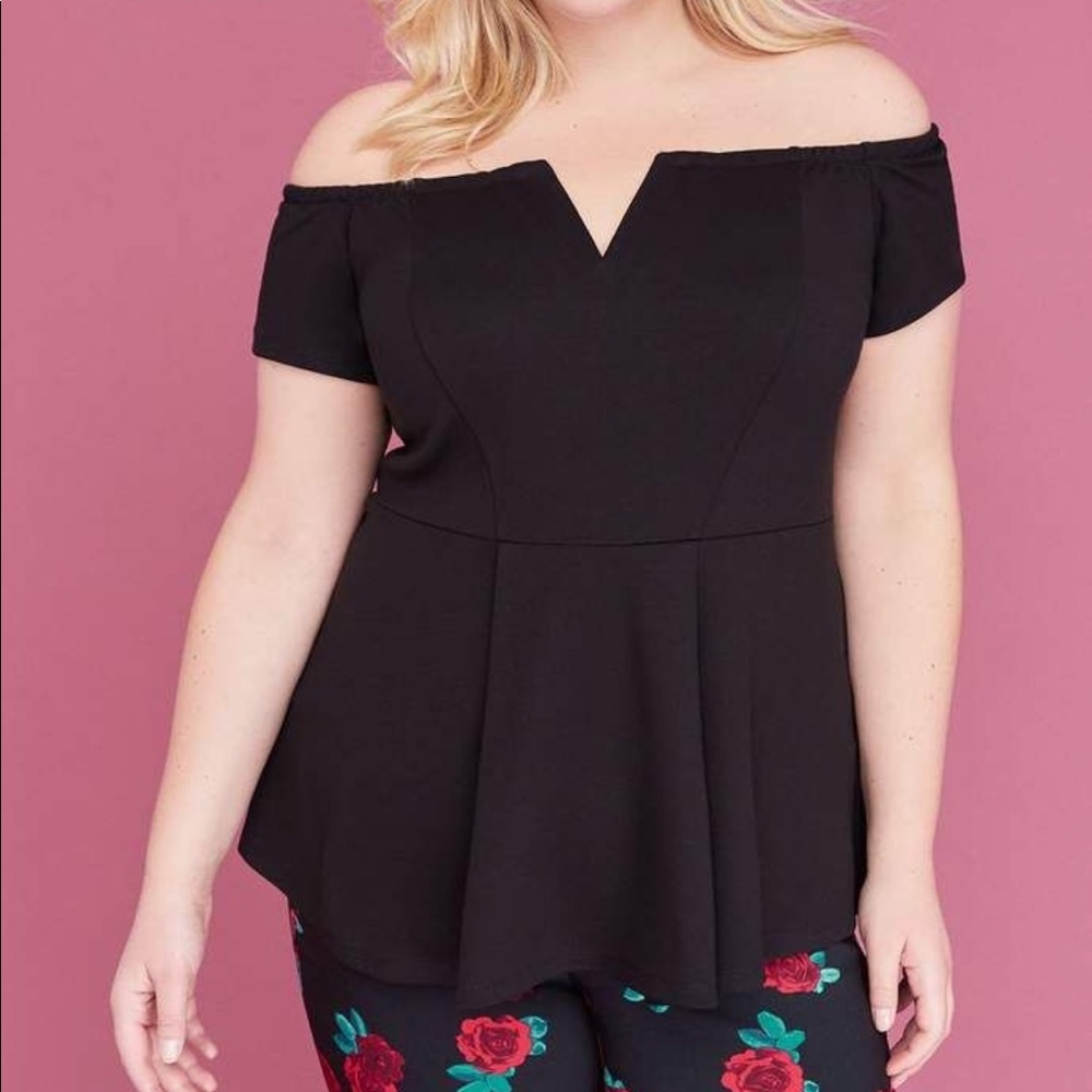 Black ponte peplum top